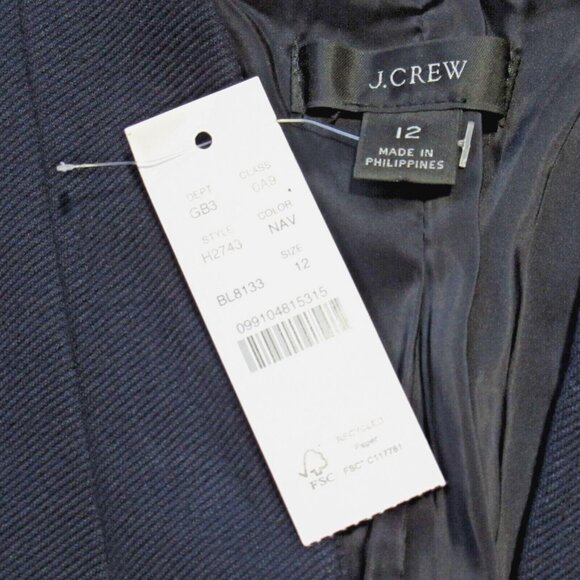 NWT J.Crew Going Out Blazer in Navy Blue Stretch Twill Open Front Jacket 12 - Picture 3 of 5